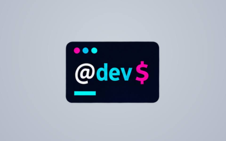 Portfolio site logo: @dev$ terminal mark