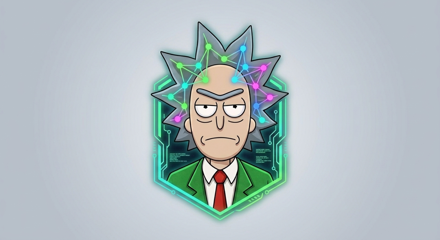 Rick Assistant logo: neon-circuit portrait